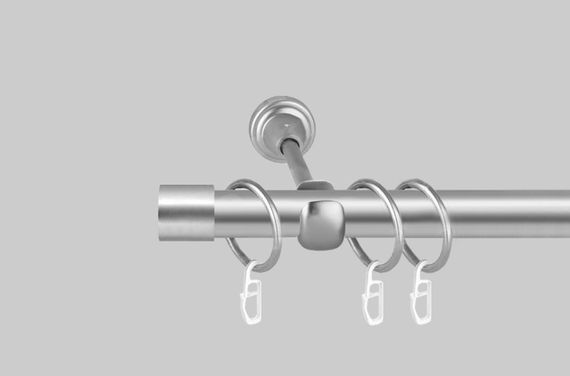 Карниз для штор металевий, однорядний 19 мм Заглушка Сатин 240 див.