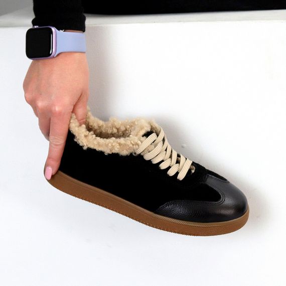 Шикарні чорні кросівки утеплені натуральна шкіра + замша | Зображення 5