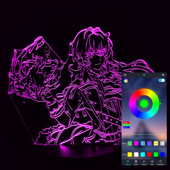 Акриловий світильник-нічник керування з телефона Дилюк 2 tty-n001303