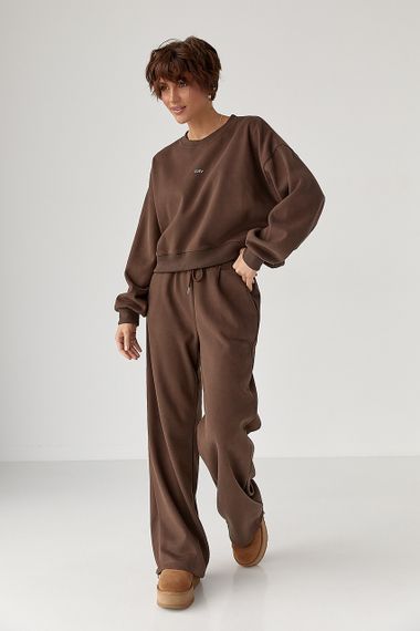 Вільний теплий спортивний костюм - коричневий цвет, S/M (є розміри) | Зображення 4