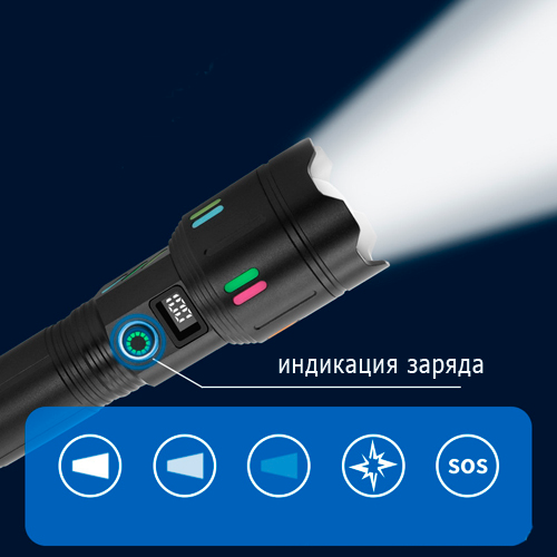 Ліхтар понад яскравий X83 PM30-TG, Power Bank, zoom, АКБ 26650, індикація заряду, ЗП Type-C | Зображення 3