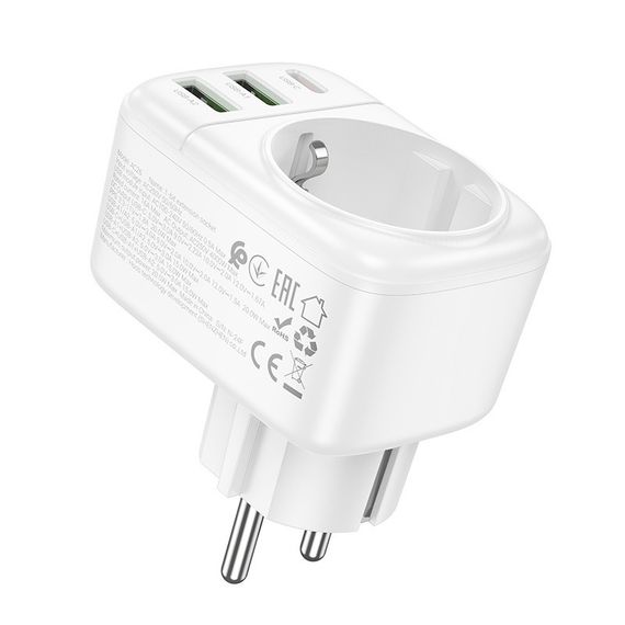 СЗУ Hoco AC26 Changer Outlet Extender 20W (2USB-A/1C/1Socket) | Зображення 6