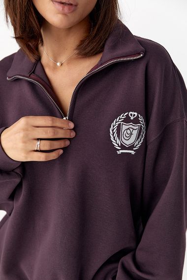 Бавовняний спортивний костюм із худі на блискавці - баклажан цвет, ONE SIZE (є розміри) | Зображення 3