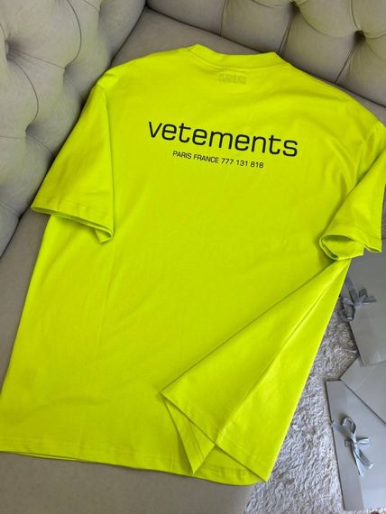 Футболка Vetements Paris France чоловіча бавовна, салатовий колір f727 | Зображення 4