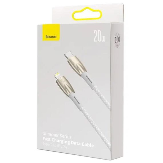 Дата кабель Baseus Glimmer Series Fast Charging Data Cable Type-C to Lightning 20W 1m (CADH000001) White | Зображення 4