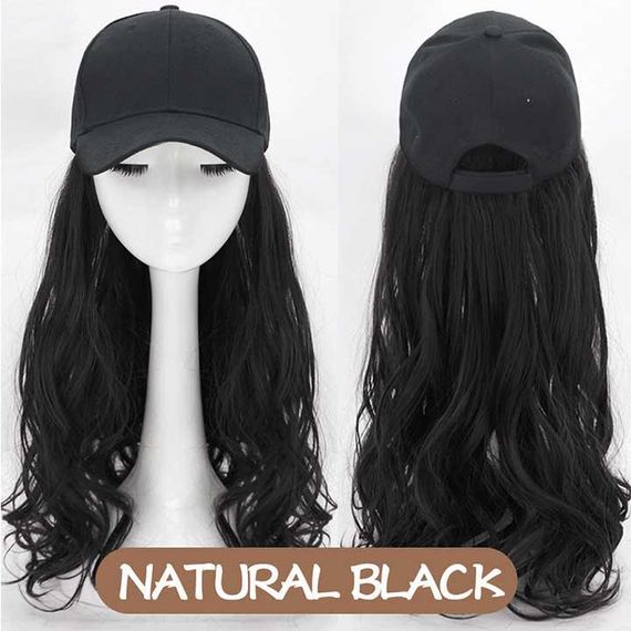 Парик кепка с волнистыми волосами 60 см Брюнетка | Зображення 1
