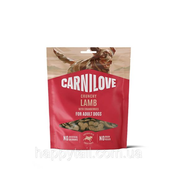 Хрустящее лакомство для собак Carnilove Crunchy Snack Lamb с ягненком и клюквой — гипоаллергенные снеки 200 г