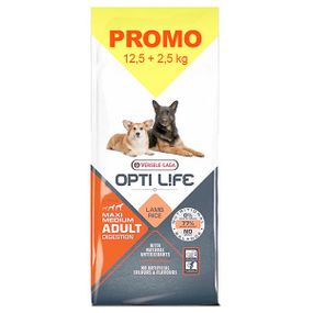 Сухий корм з ягням для собак середніх та великих порід Opti Life Adult Digestion Medium & Max, 12.5 + 2.5 кг