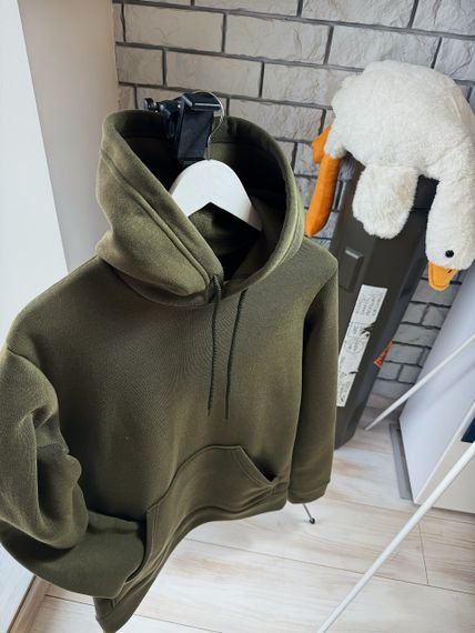 Женский теплый худи толстовка на флисе DA2444 размер S цвет хаки | Зображення 1