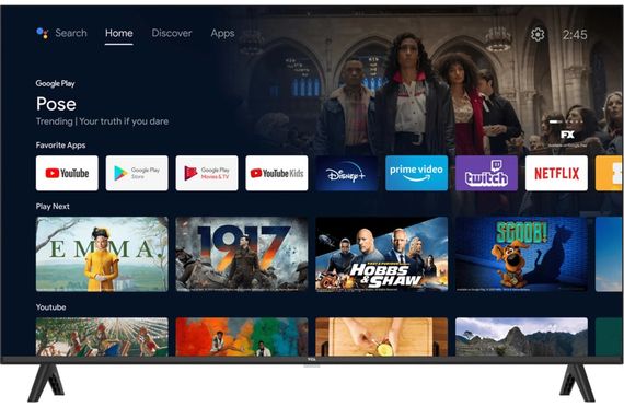 Телевізор TCL 43' LED FHD 60Hz Smart Android TV Black (43L5A) | Зображення 3