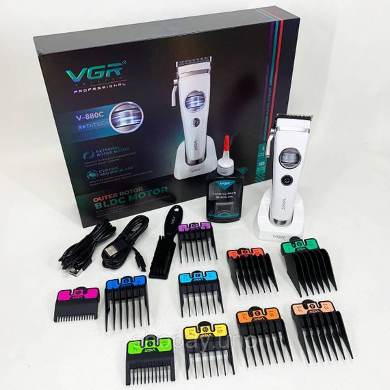 Машинка для стрижки з насадками бездротова VGR V-880C, Машинка для стрижки волосся потужна ZY-51 | Зображення 8