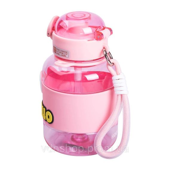 Бутылка для воды детская с трубочкой 680 мл с ручкой и ремешком Рожева HP-14-46P | Зображення 5