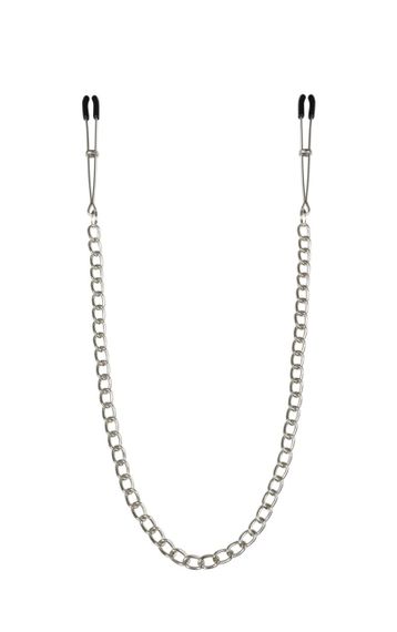 Тонкі затискачі для сосків з ланцюжком Feral Feelings - Chain Thin nipple clamps, срібло/чорний Sex Aura