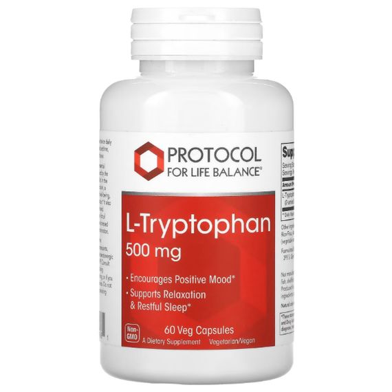 Тріптофан Protocol for Life Balance L-Tryptophan 500 mg 60 Veg Caps