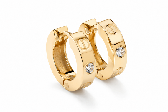 Серьги из желтого золота  с бриллиантами S-0407 | Зображення 3