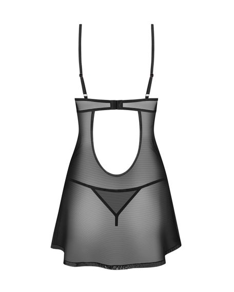 Сорочка Obsessive Euridia chemise & tanga XS/S, Чорний, XS/S | Зображення 2