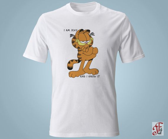 Футболка с принтом  Гарфилд I am sexy and i know it. S