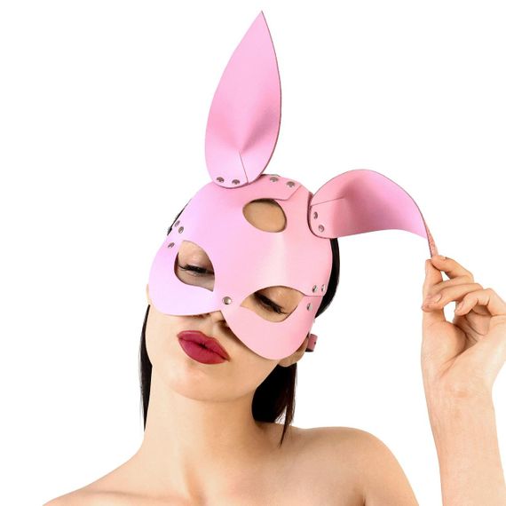 Шкіряна маска Зайчика Art of Sex - Bunny mask, колір Рожевий Sex Aura