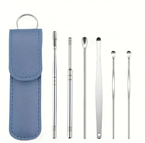 Набір для чищення вух і видалення вушної сірки із 6 інструментів Синій