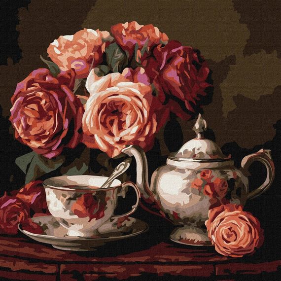 Картина по номерам "Розы в темноте" ©art_selena_ua KHO3331, 40x40 см