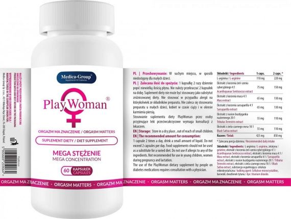 Капсули для підвищення лібідо у жінок Medica Group Supl.diety-PlayWoman (ціна за упаковку, 60 капсул) | Зображення 2