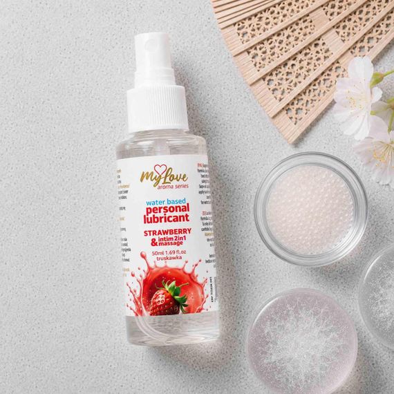 2в1 лубрикант та масажний гель - MyLove Aroma Series Intim&Massage Strawberry, 50 мл Sex Aura | Зображення 2