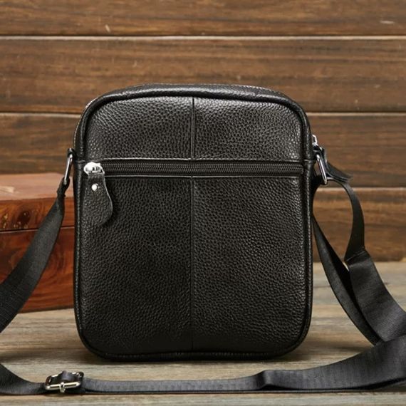 Чоловіча шкіряна сумка через плече чорна Tiding Bag LA3314-1BL | Зображення 6