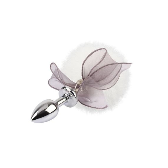 Набір анальна пробка та затискачі для сосків Chisa Senuelo з кульками з хутра та бантами, сріблястий sexstyle | Зображення 2