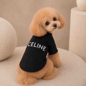 Брендовая футболка для собак и котов Celine черная