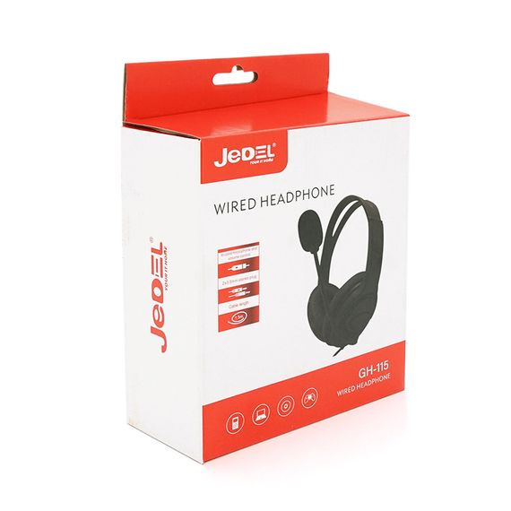 Наушники ведущие Jedel GH-115, с микрофоном и регулировкой громкости, Black | Зображення 1