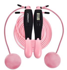 Скакалка для схуднення EasyFit TwinRope 2,8 м чорний-рожевий (EF-1909-BP)