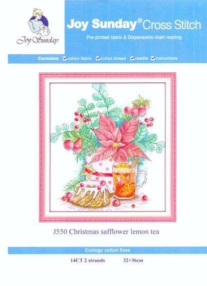 Набір для вишивання хрестиком за нанесеною на канву схемою "Christmas safflower". AIDA 14CT printed, 32*36 см | Зображення 1