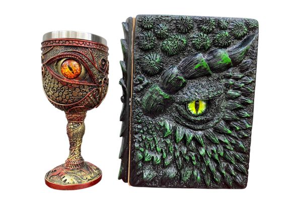 Подарунковий набір Келих 3D Око Orange і Блокнот 3D «Око Лісового Дракона»