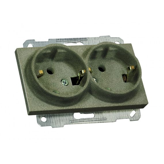 Механізм розетки подвійної, з/з, в 1 коробку, 16А, RITA, Mutlusan, "графіт", (арт.47-07-68)
