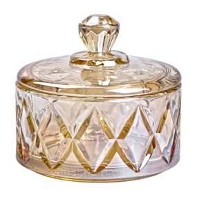 Конфетница с крышкой Ø 10 см стеклянная коричневая HP-YH-21