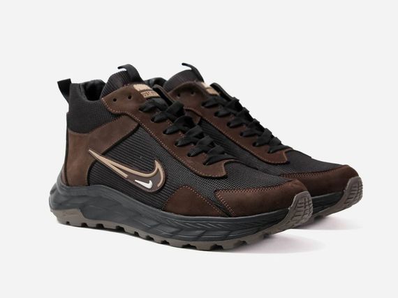 Зимові шкіряні черевики Nike колір коричневий/чорний