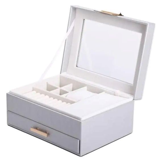 Скринька для прикрас з еко шкіри 2 яруси органайзер для ювелірних виробів HP-5-36G | Зображення 1
