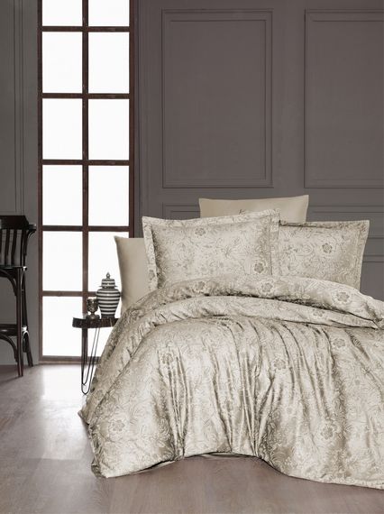 Комплект постільної білизни First Choice Cotton Satin 200х220 Advina Cappuccino Сімейний