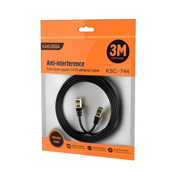 Мережевий інтернет кабель для роутера Kakusiga KSC-744 CAT6 High-Speed 1Gbts LAN RJ45 3м - Black | Зображення 6