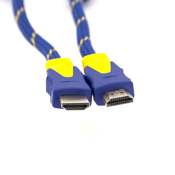 Кабель HDMI-HDMI 10m, v1.4, OD-8.0mm, 2 фильтра, оплетка, коннектор Blue-yellow | Зображення 2