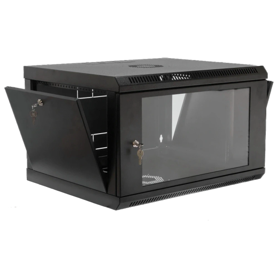 19" 6U, 600x500x373мм акрилове скло, чорна Шафа - Серверні шафи