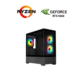 Ігровий ПК STALKER (Axon GM-03AB Glass Black) Башта / AMD Ryzen 5 5500 (6 (12) ядер по 3,6 - 4,2 ГГц) / 16 ГБ DDR4 / 256 ГБ SSD + 1000 ГБ HDD / nVidia GeForce RTX 5060, 8 ГБ GDDR7, 128-біт б/в