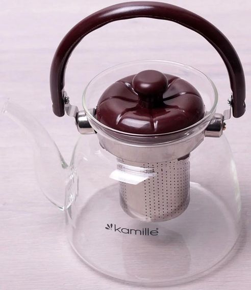 Чайник заварювальний Kamille Orlate 2200мл скляний зі сталевим ситечком