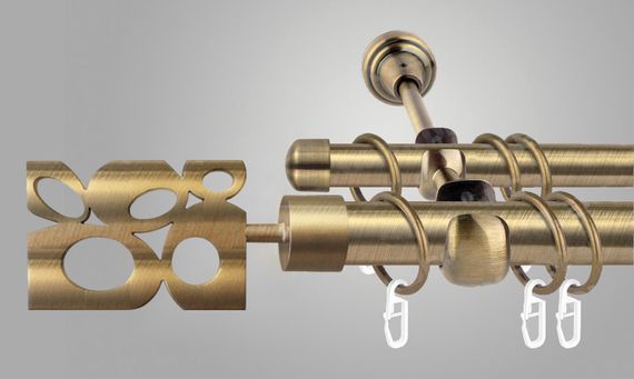 Карниз для штор двухрядный металлический 25 мм, Бисетте