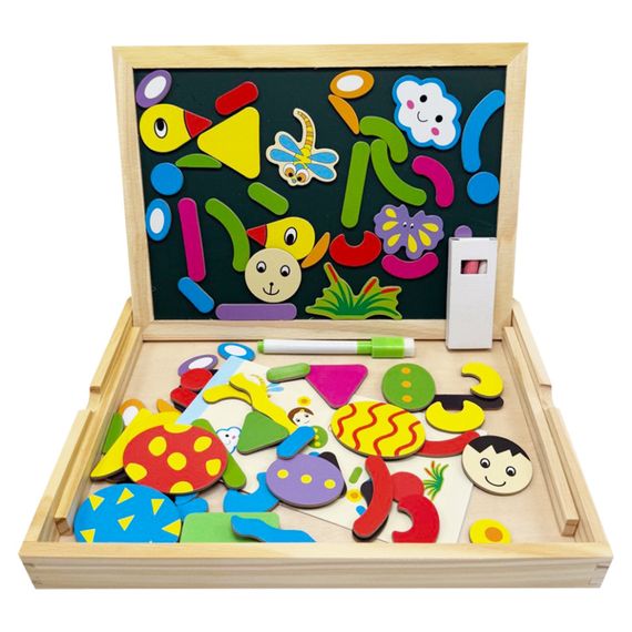 Дерев'яна іграшка "Магнітна дощечка 2 в 1" MD 0815C, двостороння, пенал, крейда