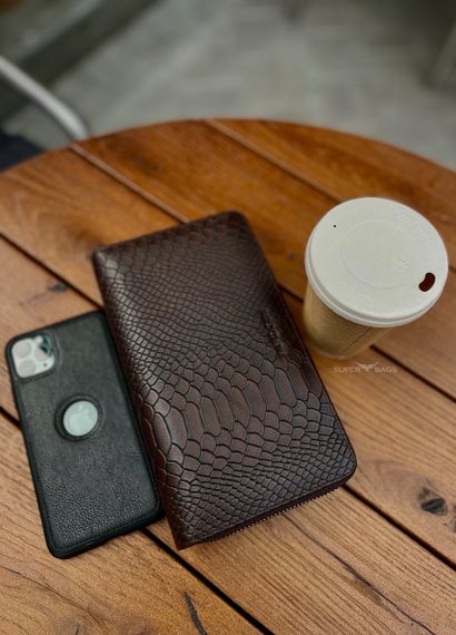 Коричневый кошелек-клатч  с блоком под карточки с фактурной натуральной кожи  Marco Coverna MC086-5901С | Зображення 3