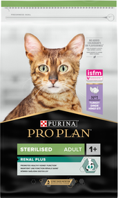 Сухий корм Purina PRO PLAN Sterilised Adult 1+ Renal Plus для дорослих стерилізованих котів, індичка 10 кг