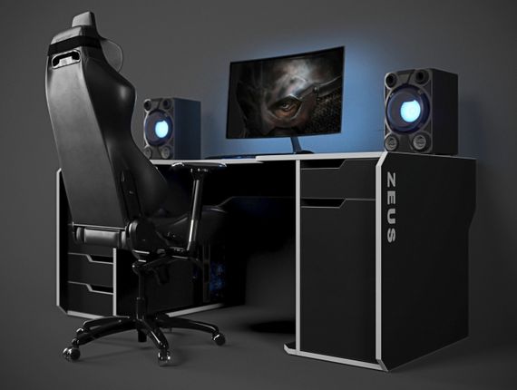 Стол геймерский эргономичный ZEUS Viking-2S черныйбелый | Зображення 3