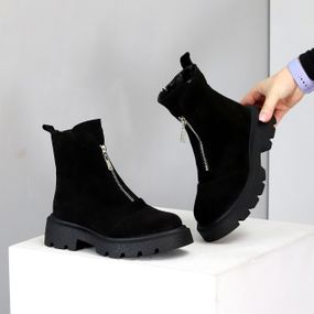 Теплі повсякденні чорні замшеві черевики на блискавці низький хід 38