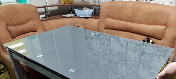 Стеклянный раскладной стол Венди серый XS-1025, 80/130х65 см | Зображення 1